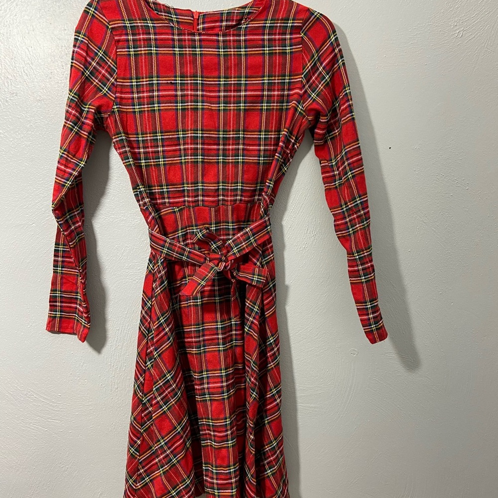 Red Plaid dress with tie